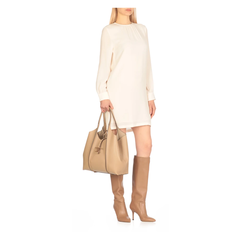 TOD'S Beige Leren Tas met Bijpassende Pochette Beige Dames