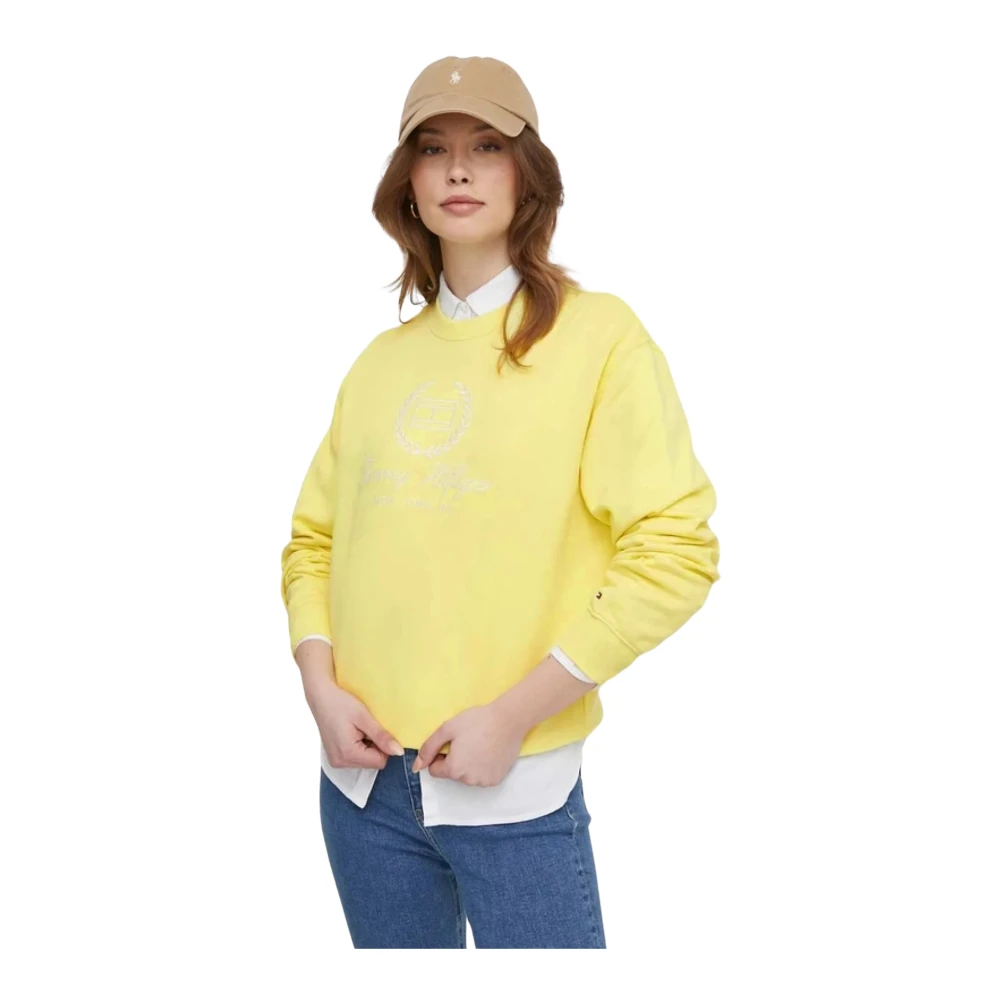 Tommy Hilfiger Geborduurde Katoenen Sweater Geel Yellow Dames
