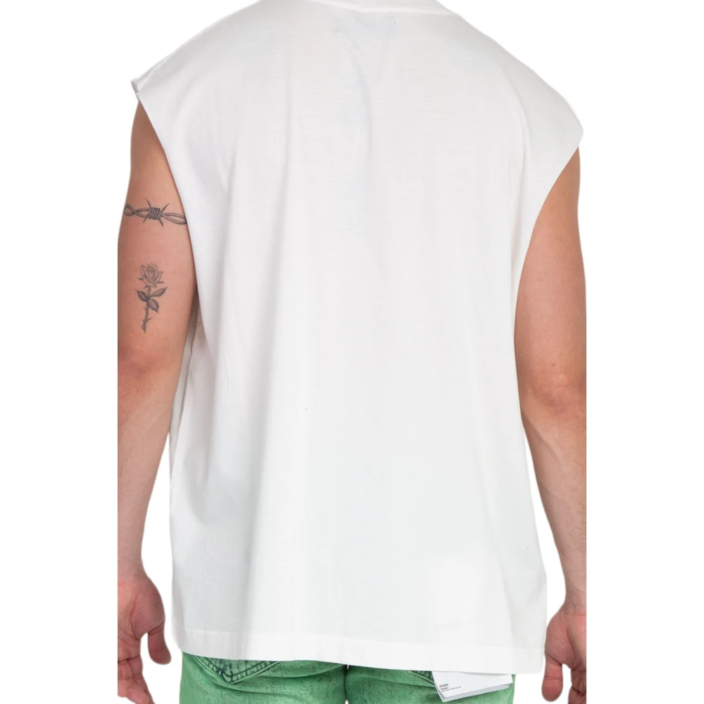 Purple Brand Wit Logo Cut Off Tee White Heren