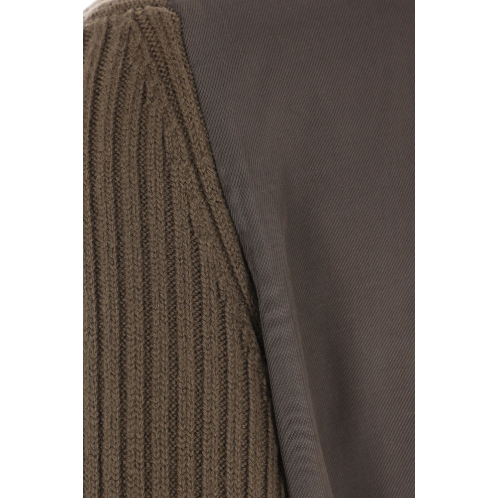 Ann Demeulemeester Geribbelde wollen trui met twill-paneel Green Dames