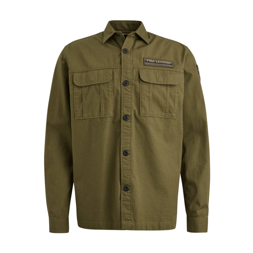 PME Legend Ribstop Overhemd Lange Mouw Psi2502215 Green Heren