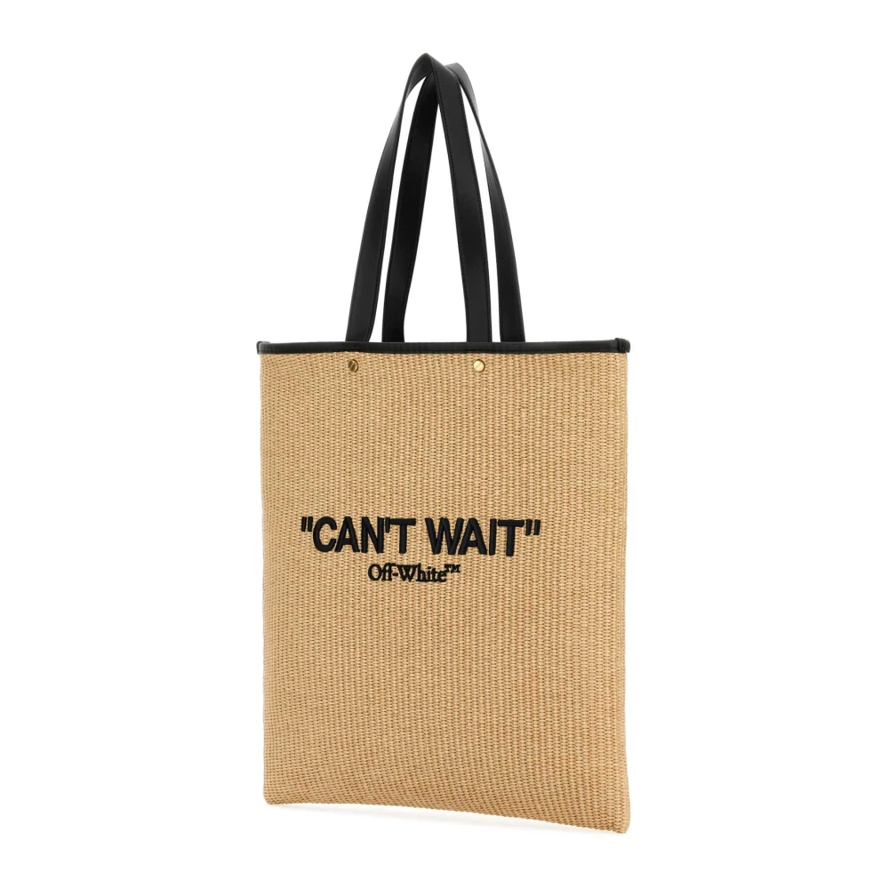 Off White Raffia Day Shopping Bag Beige Dames