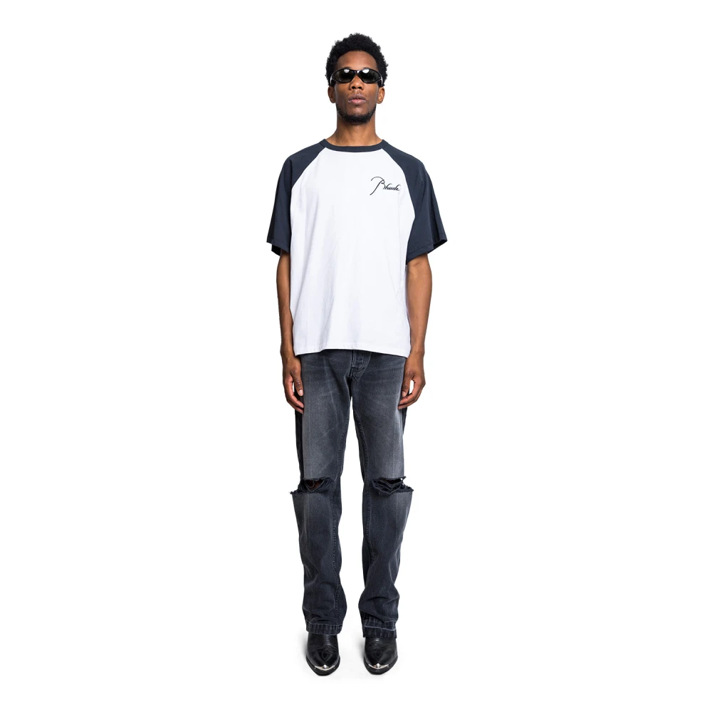 Rhude Vintage Zwart Raglan T-shirt White Heren