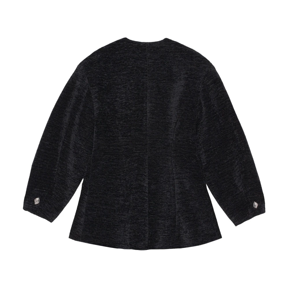 Ganni Chenille V-Neck Blazer Black Dames
