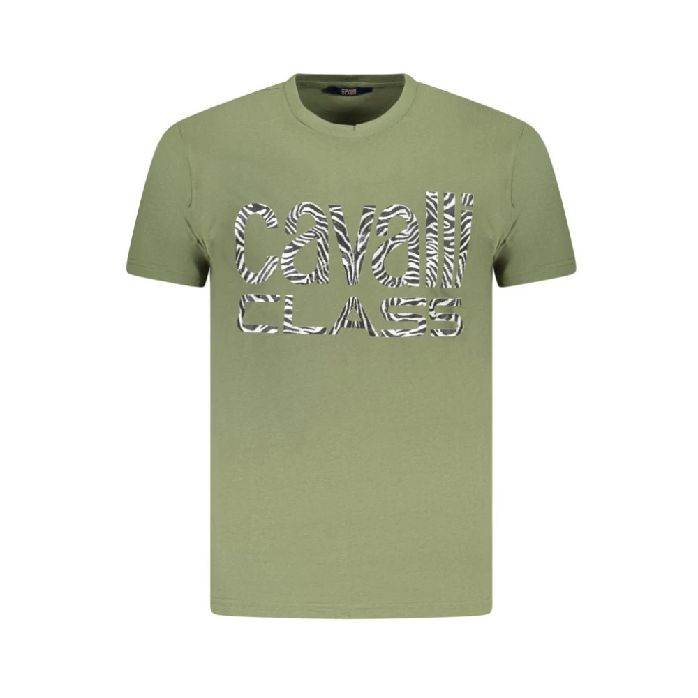 Cavalli Class Men's Green T-Shirts, L, Cotton T-Shirt