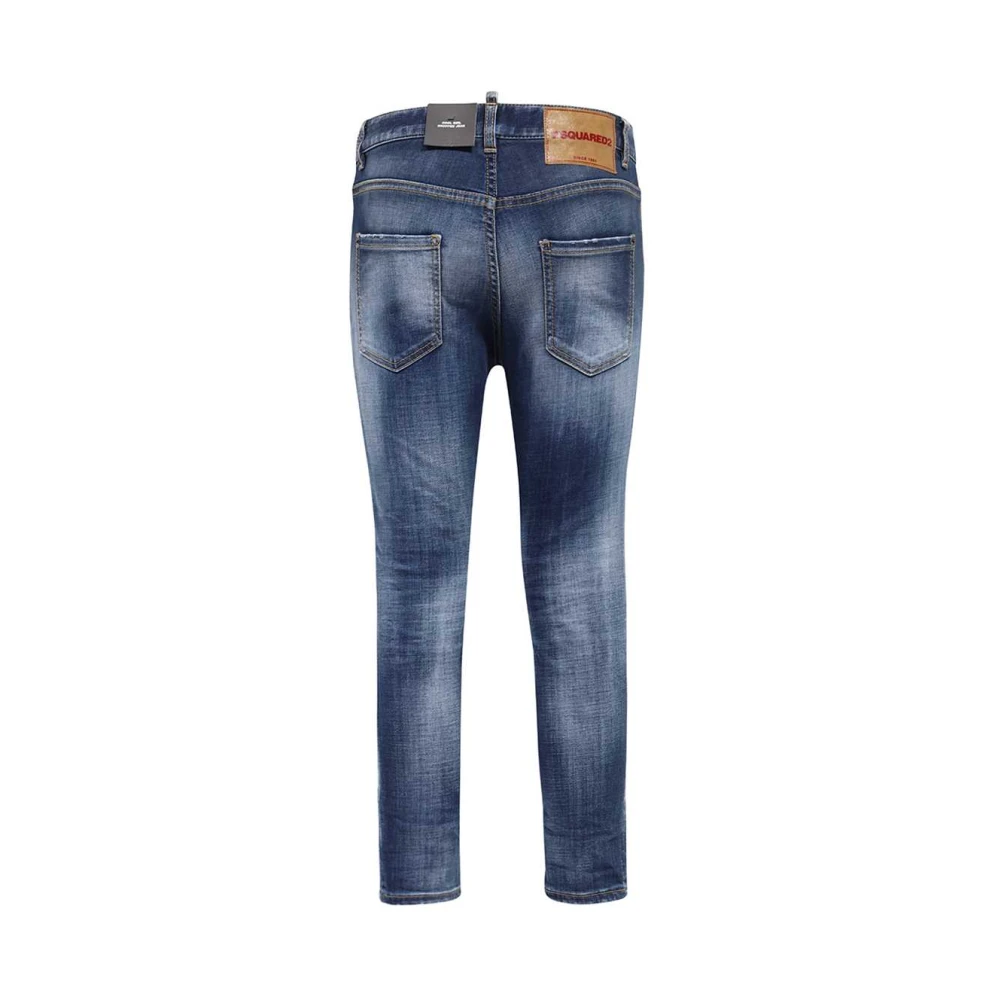 Dsquared2 Stijlvolle Cropped Jeans met Contraststiksels Blue Dames