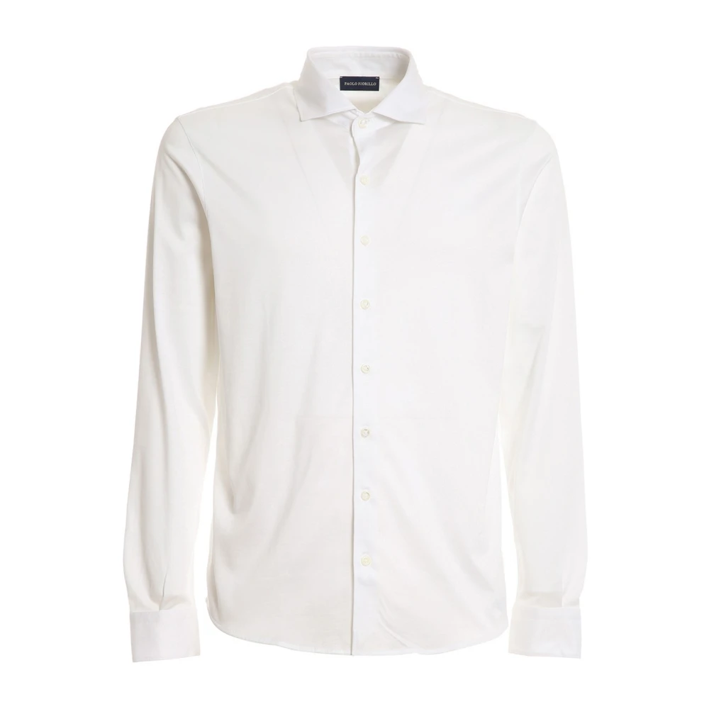 Paolo Fiorillo Capri Wit Katoenen Jersey Overhemd Mode Fit White Heren
