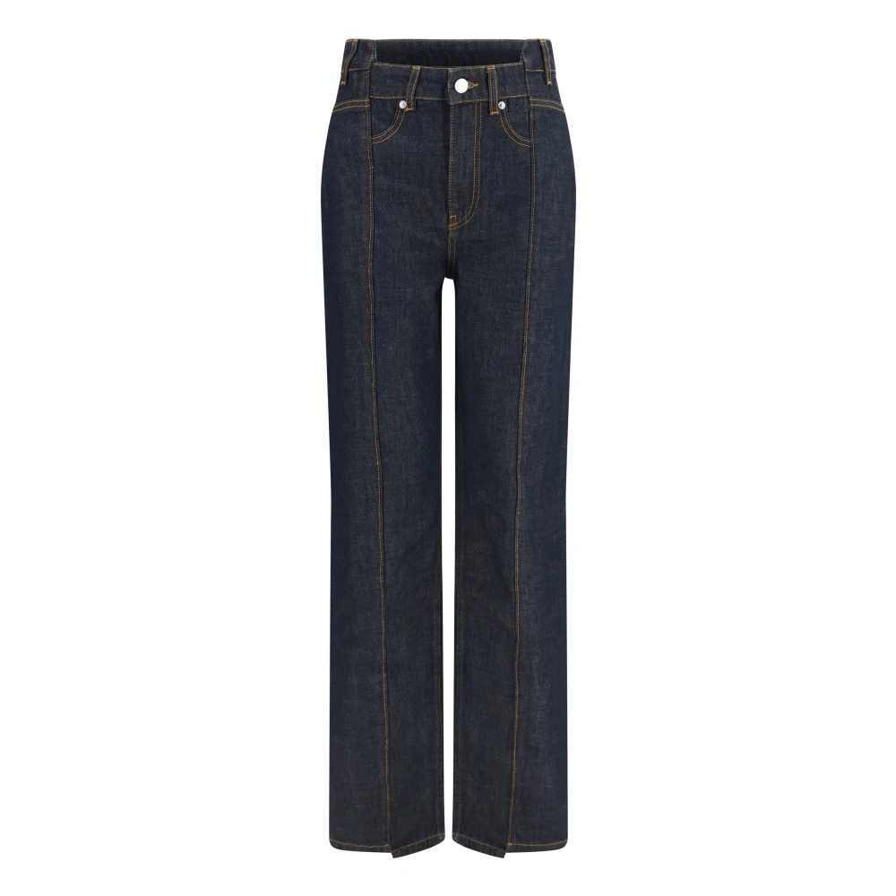 Ganni - Slub Denim Fold Jeans - Jeans - Damen - Blau - W28 - Bild 4