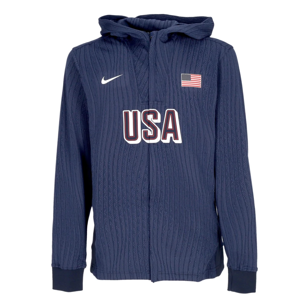 Nike USA Basketball Zip Hoodie Sweatshirt Blue Heren