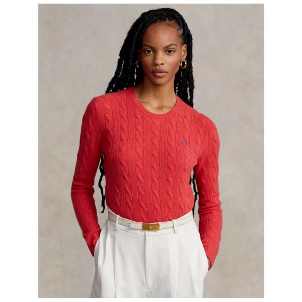 Polo Ralph Lauren Julianna Gedraaide Gebreide Trui in Lente Rood Red Dames