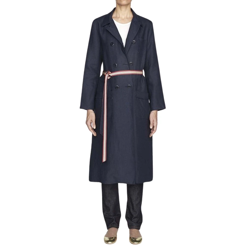 Ines De La Fressange Paris Norbert navy blue linen coat Blue Dames