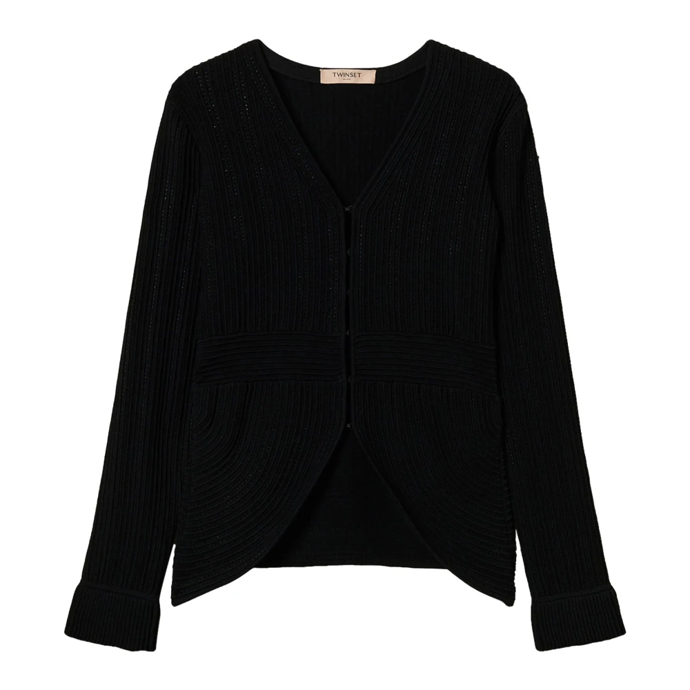 Twinset Zwart Geribbelde Gebreide Blazer Black Dames
