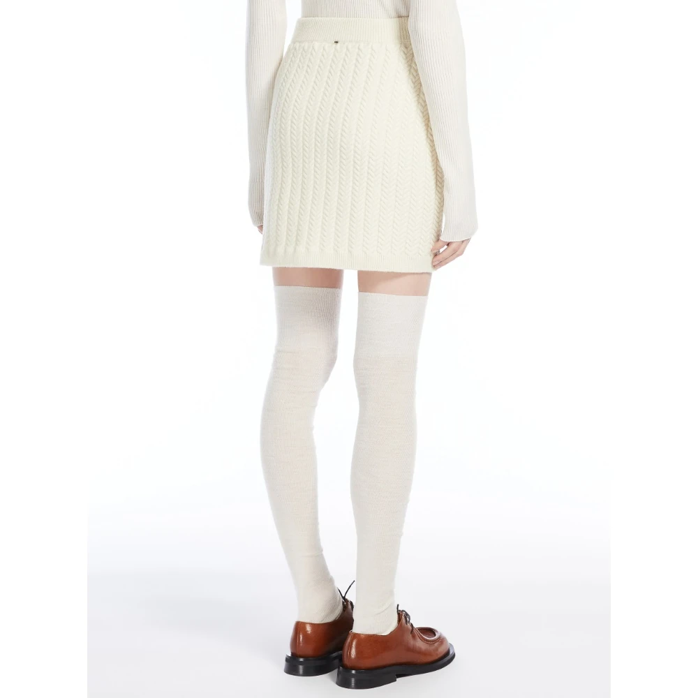 SPORTMAX Witte Gebreide Rok met Gevlochten Details White Dames