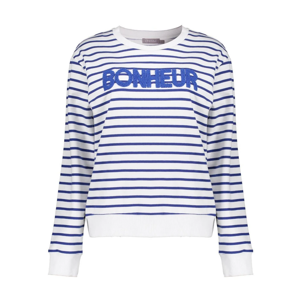 Geisha Gestreepte Sweat Pullover Blauw Off-Wit Blue Dames