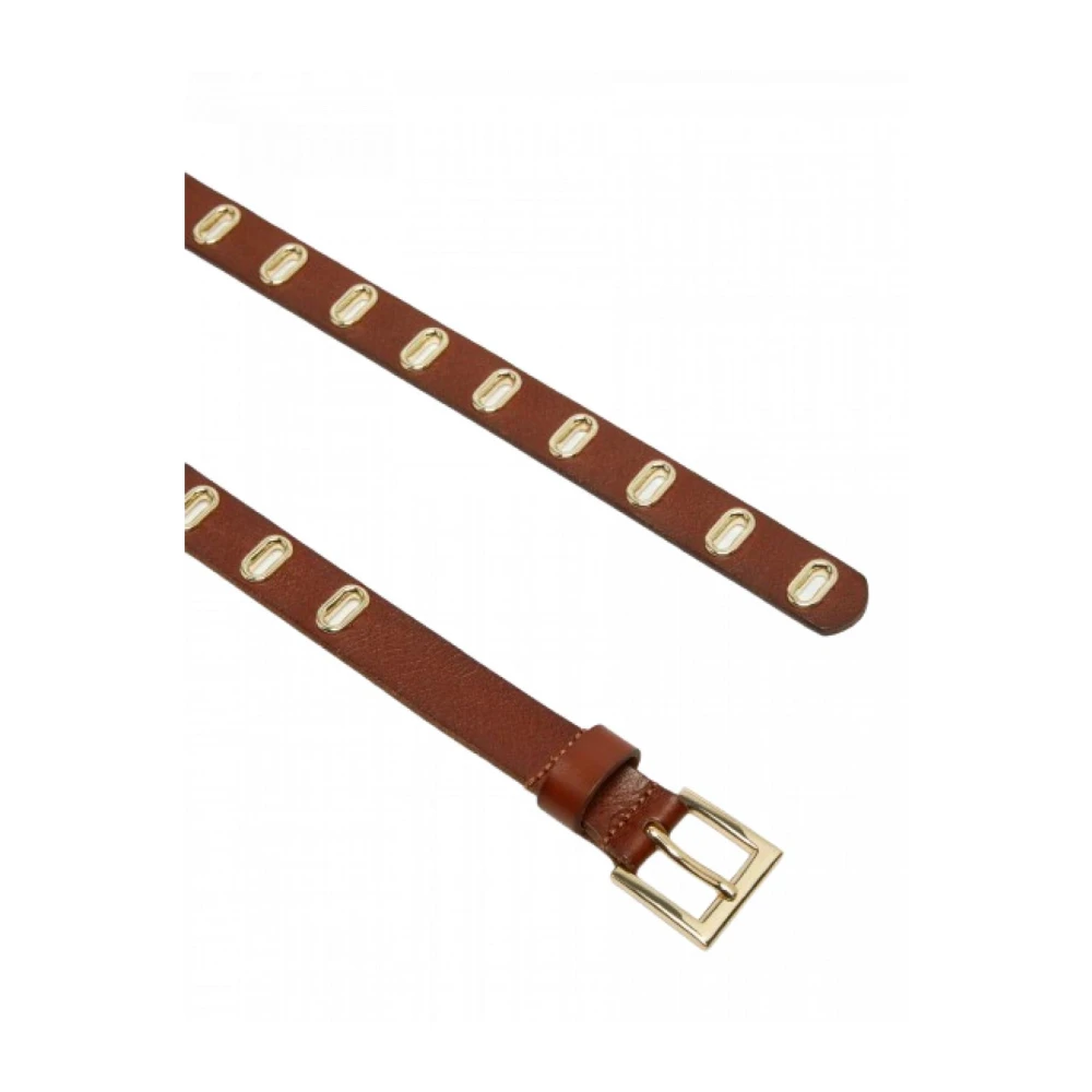 Pennyblack Leren riem met metalen details Brown Dames