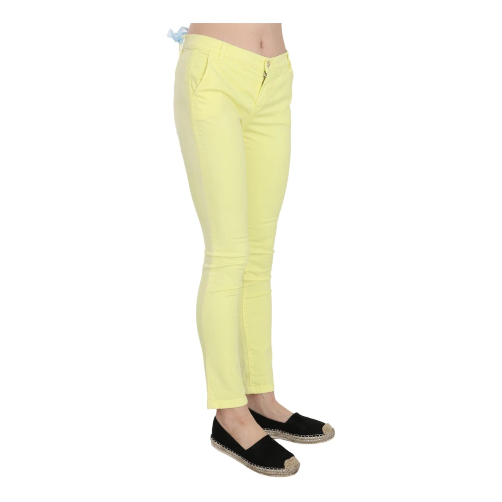 pinko Gele Skinny Broek Logo Details Yellow Dames