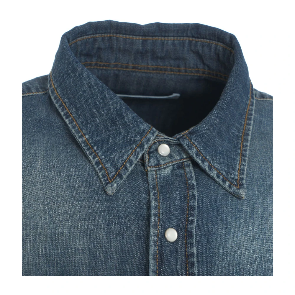 Mauro Grifoni Blauwe Overhemden Aw24 Model 190cm Blue Heren