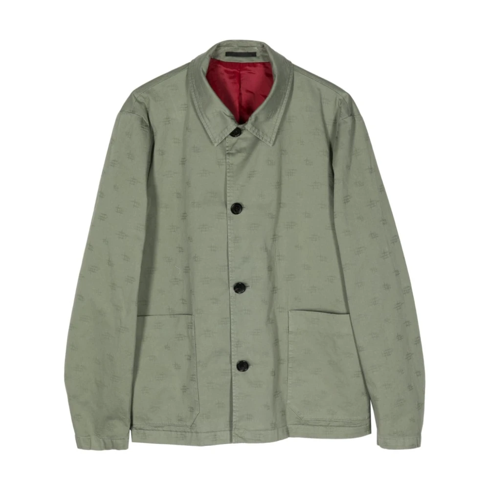 PS By Paul Smith Groene Jacquard Overhemdjasje voor Mannen Green Heren