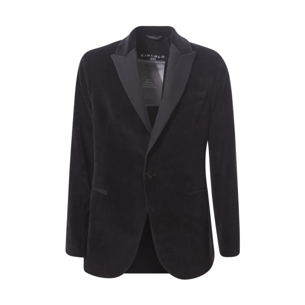 Circolo 1901 Zwarte Peak Revers Jas Italiaans Gemaakt Black Heren