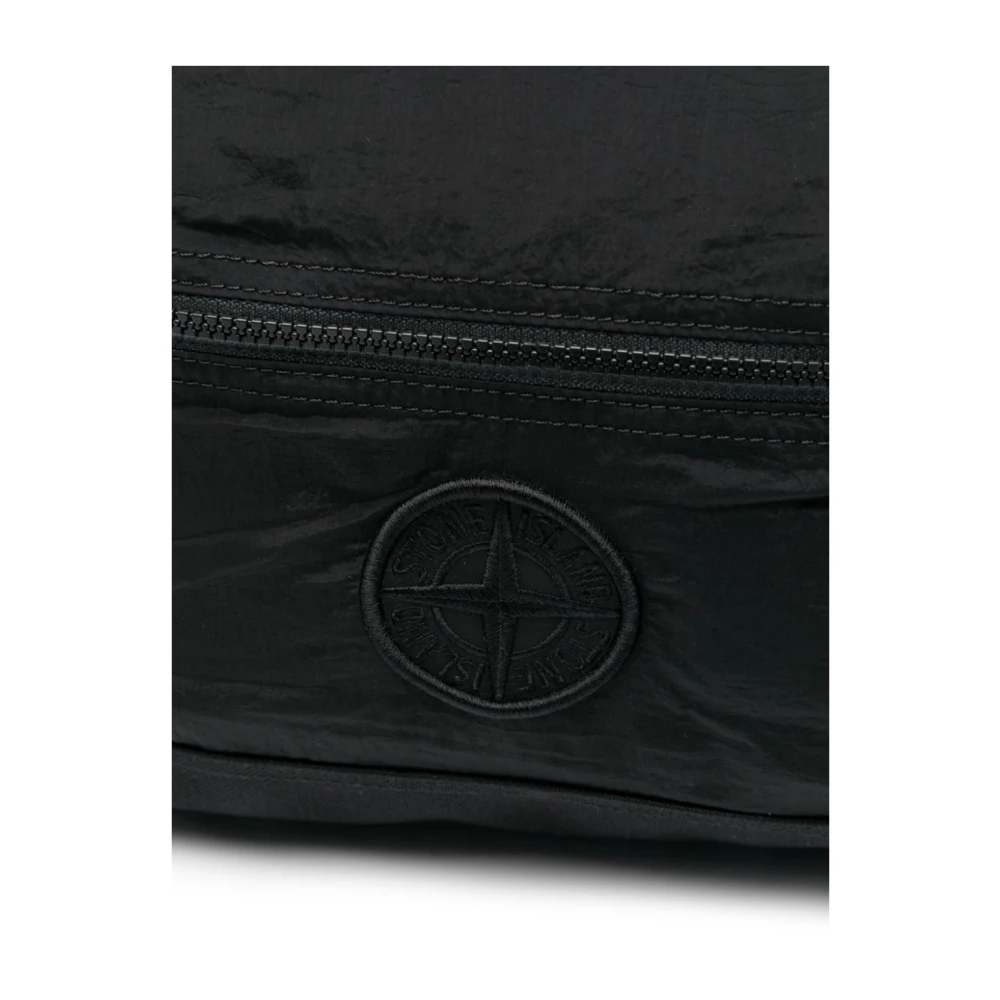 Stone Island Zwarte rugzak met geborduurd logo Black Heren
