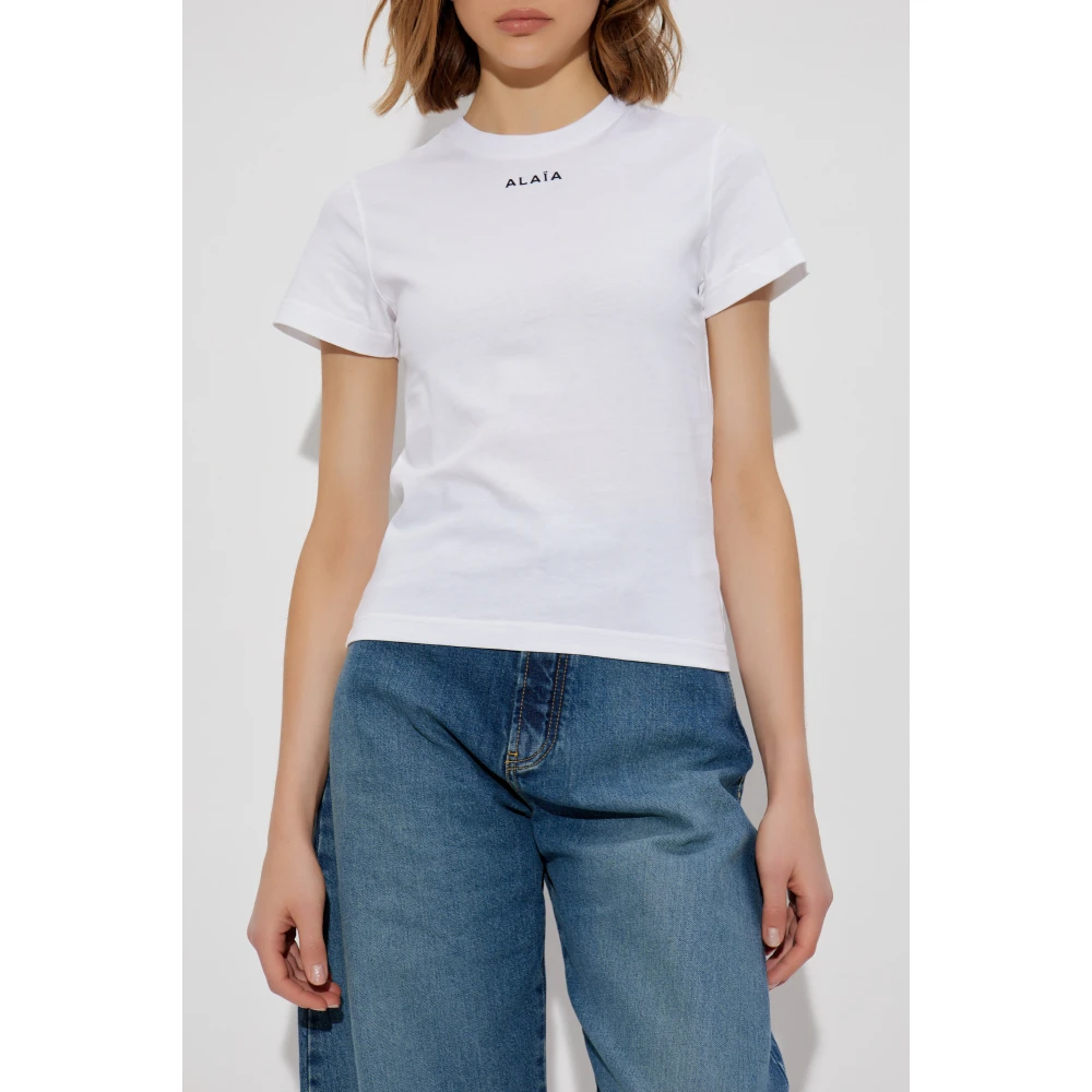 Alaïa T-shirt met logo White Dames