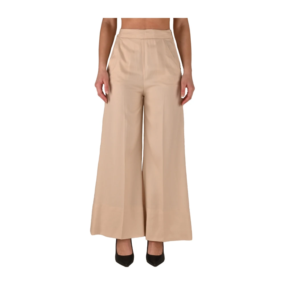 pinko Wijde Lyocell broek Beige Dames