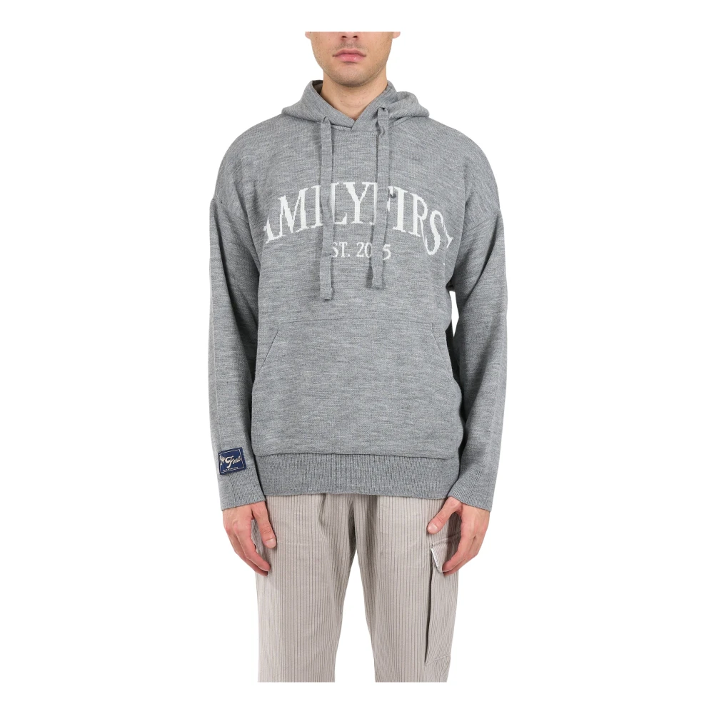Family First Wollen hoodie met logo Gray Heren