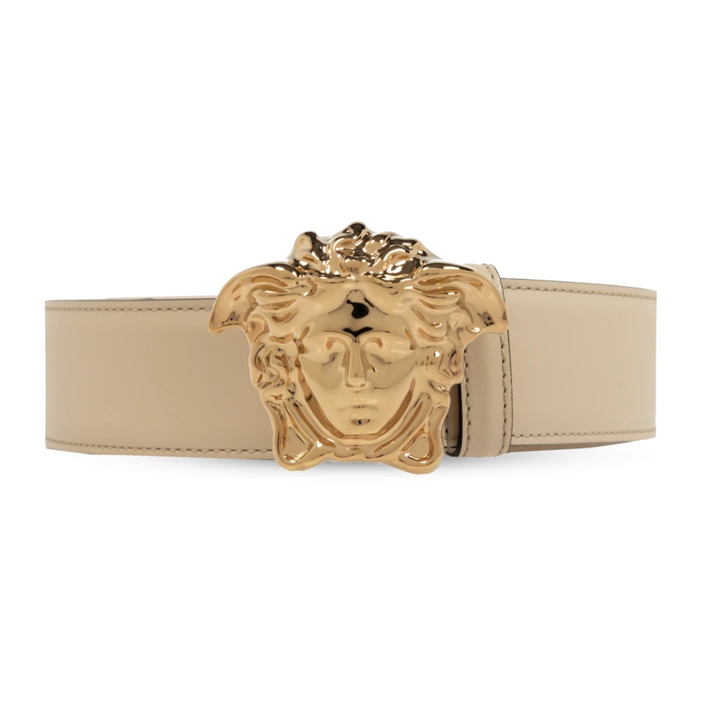 Versace Leren riem Beige Heren