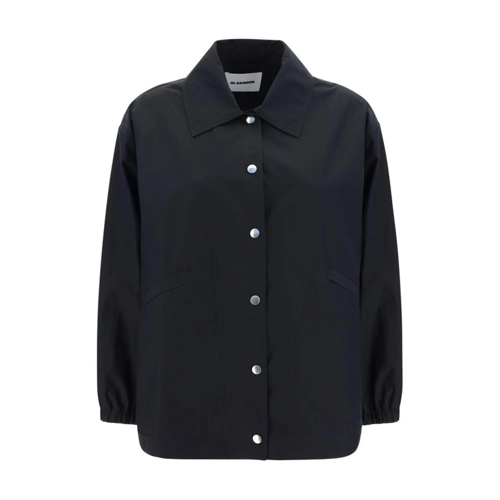 Jil Sander Klassieke Katoenen Jas met Snap-sluiting Black Dames