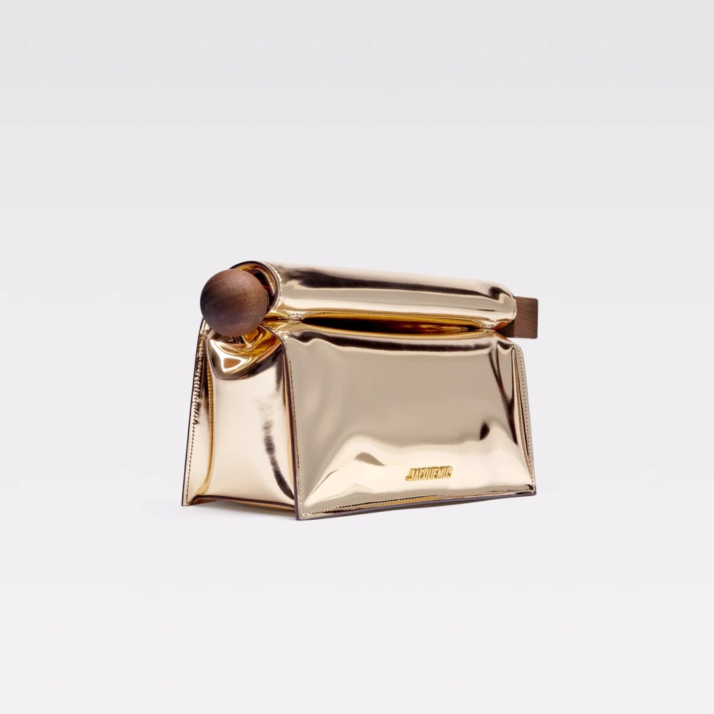 Jacquemus Ronde Vierkante Clutch Tas Goud Yellow Dames