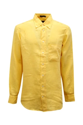 Button-Down Linneskjorta med Ficka