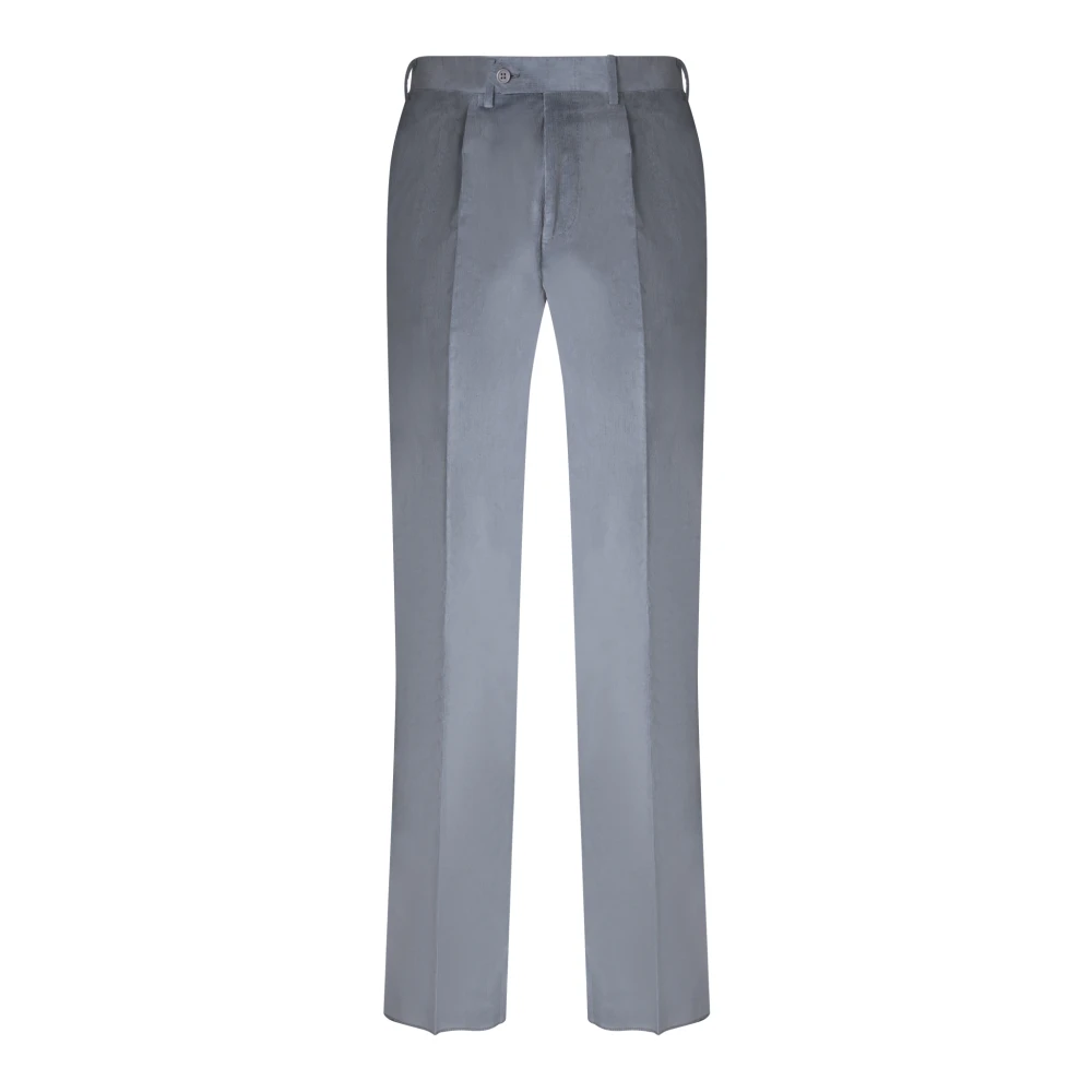 Canali Ribfluwelen broek met voor sluiting Blue Heren