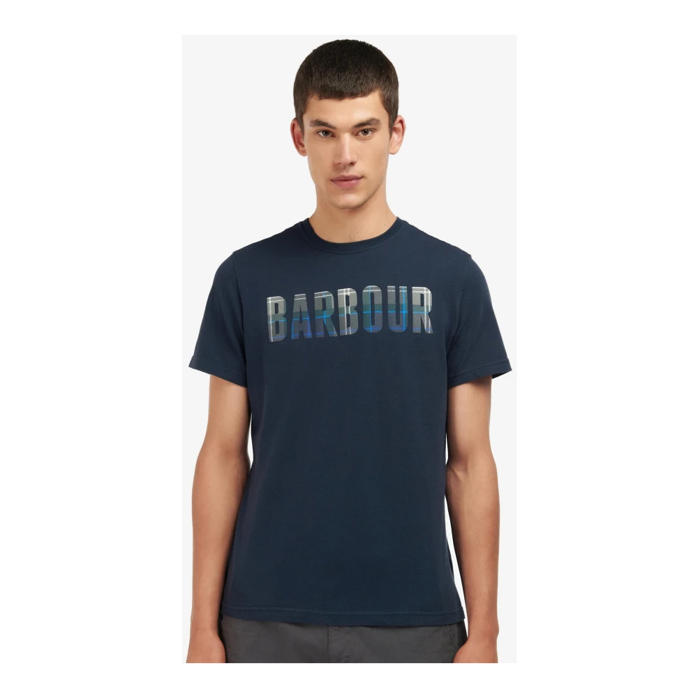 Barbour Navy Tartan Grafische T-Shirt Blue Heren