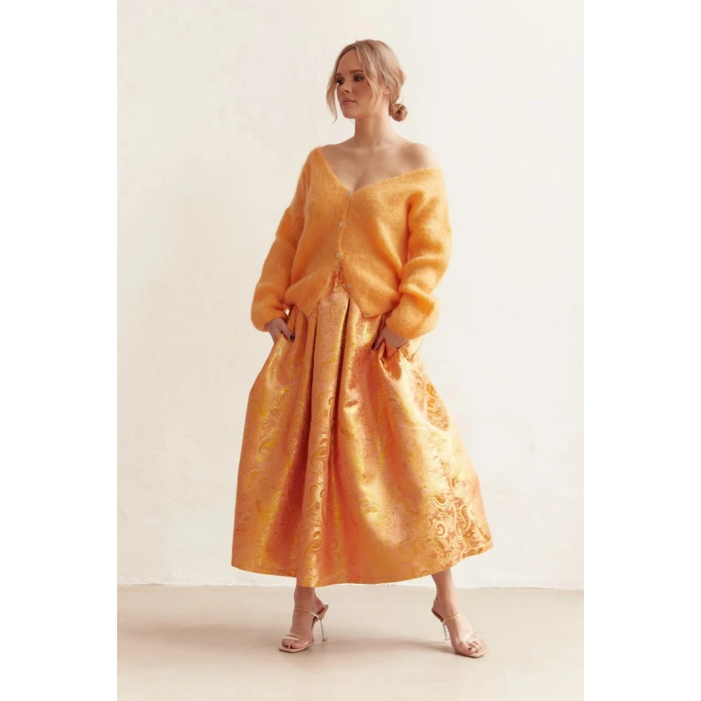 American Dreams Batik-geïnspireerde Mohair Cardigan Orange Dames