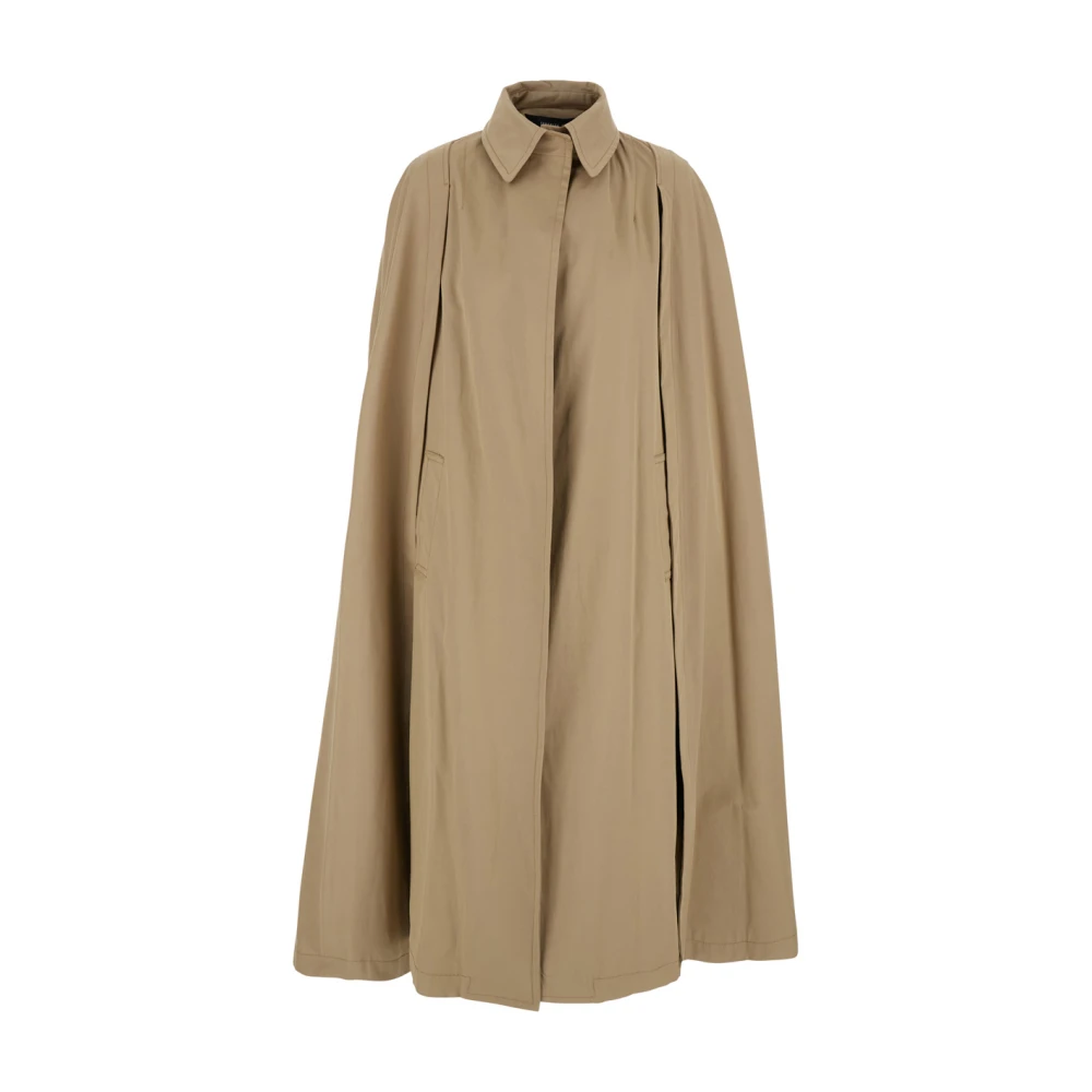 Federica Tosi Beige Cape met Kraag en Verborgen Sluiting Beige Dames