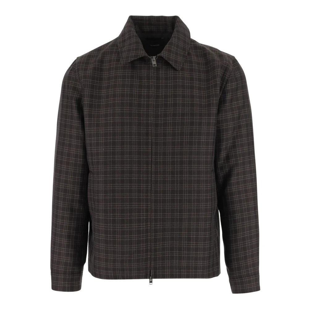 Vince Men's Brown Wool Blend Zip Jacket