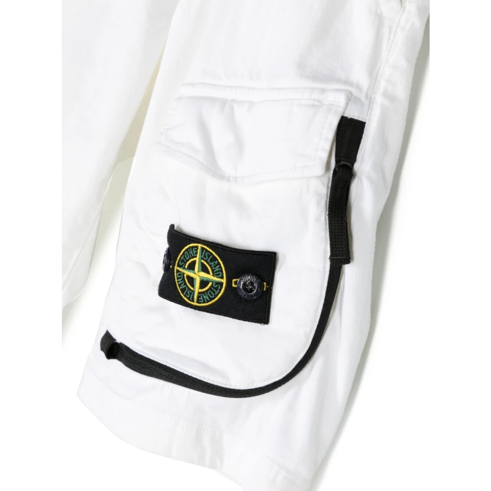 Stone Island Witte Jersey Shorts met Verwijderbaar Logo Badge White Heren