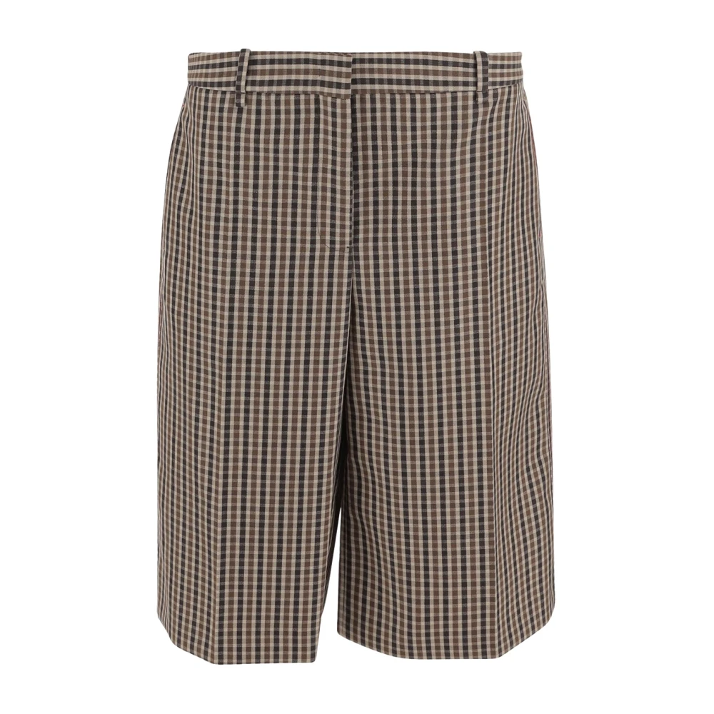 Jil Sander Women's Red Plaid Wool Short Pants
