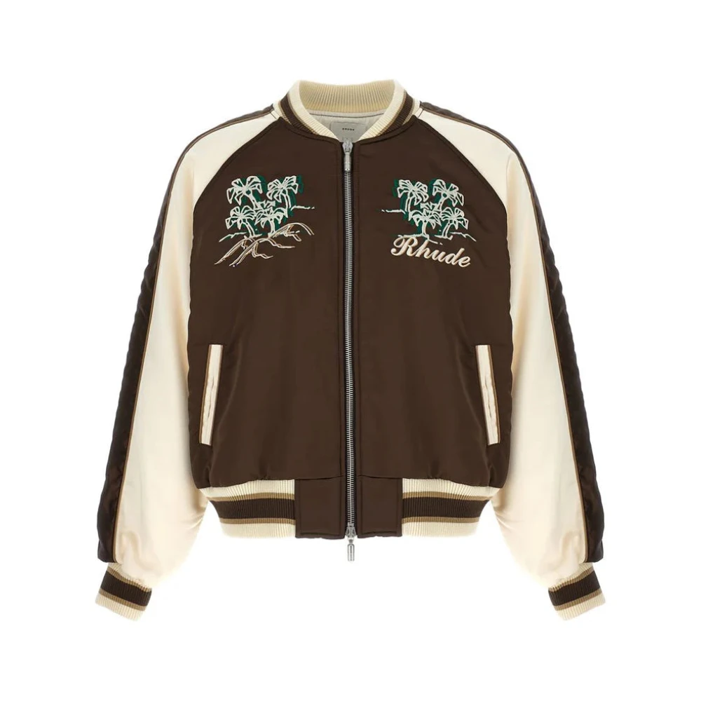 Rhude Crepe Satin Souvenir Bomberjack Brown Heren