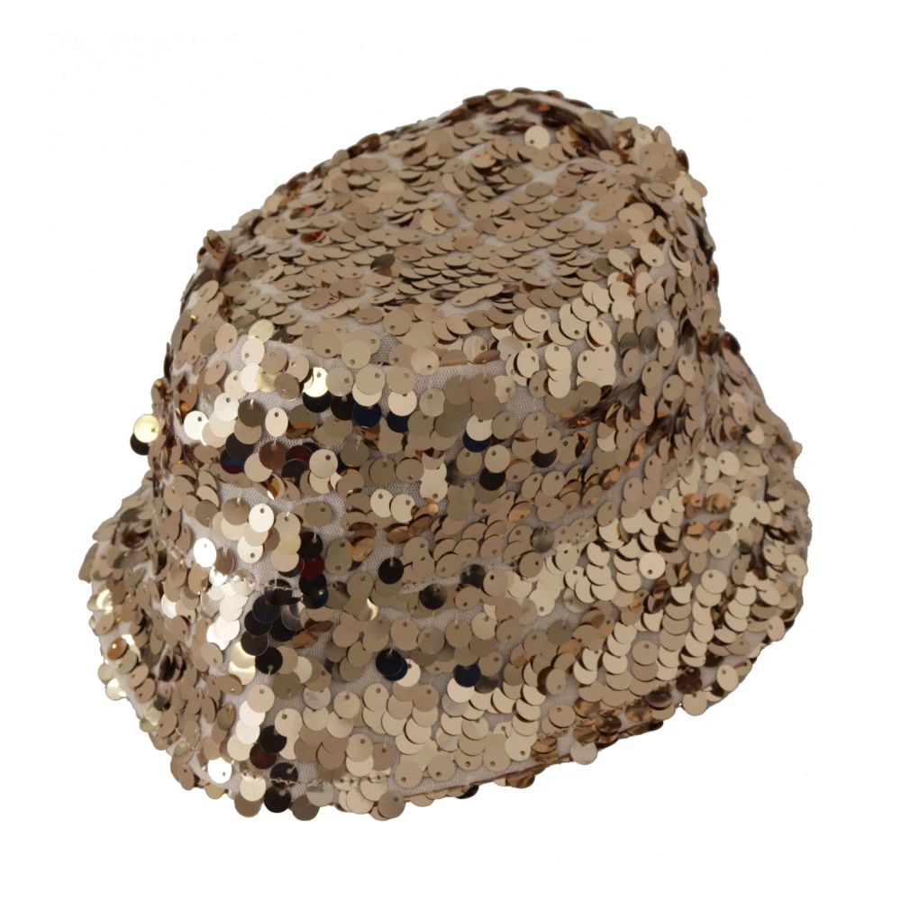 Dolce & Gabbana Gouden Pailletten Bucket Hat Yellow Dames