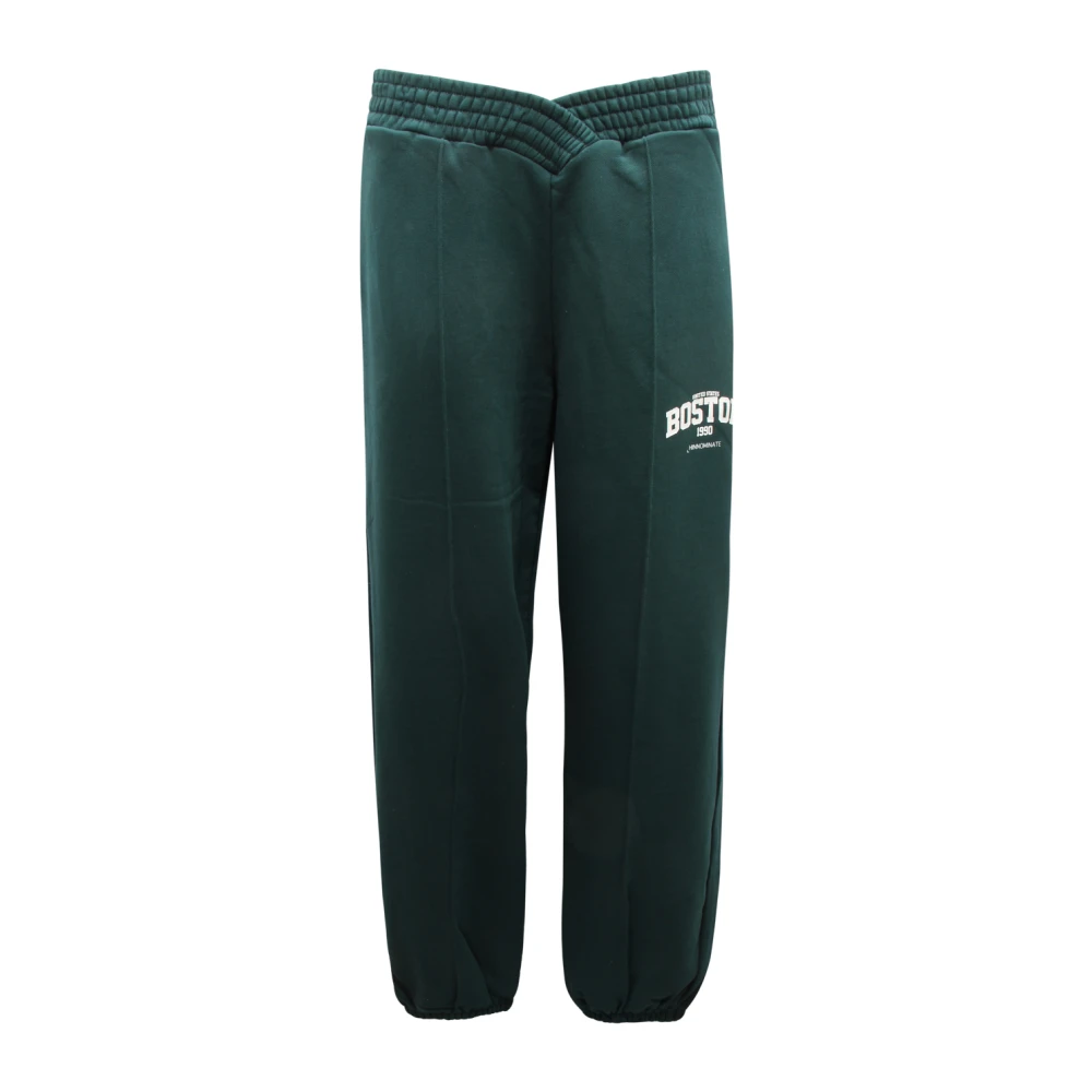Hinnominate Women's Green Joggers With Crossed Belt - Sweatpants - Xs - Trousers