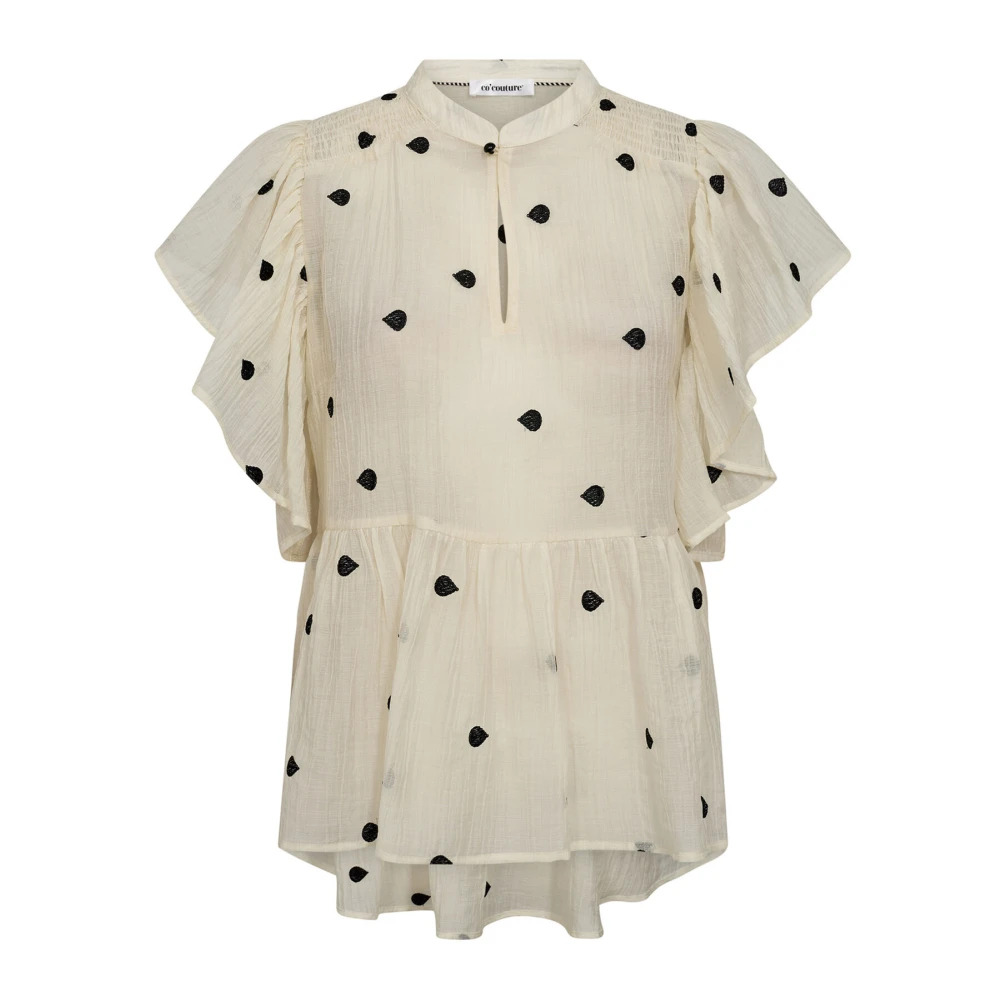 Co'Couture Ruche Top Blouse Off White Beige Dames