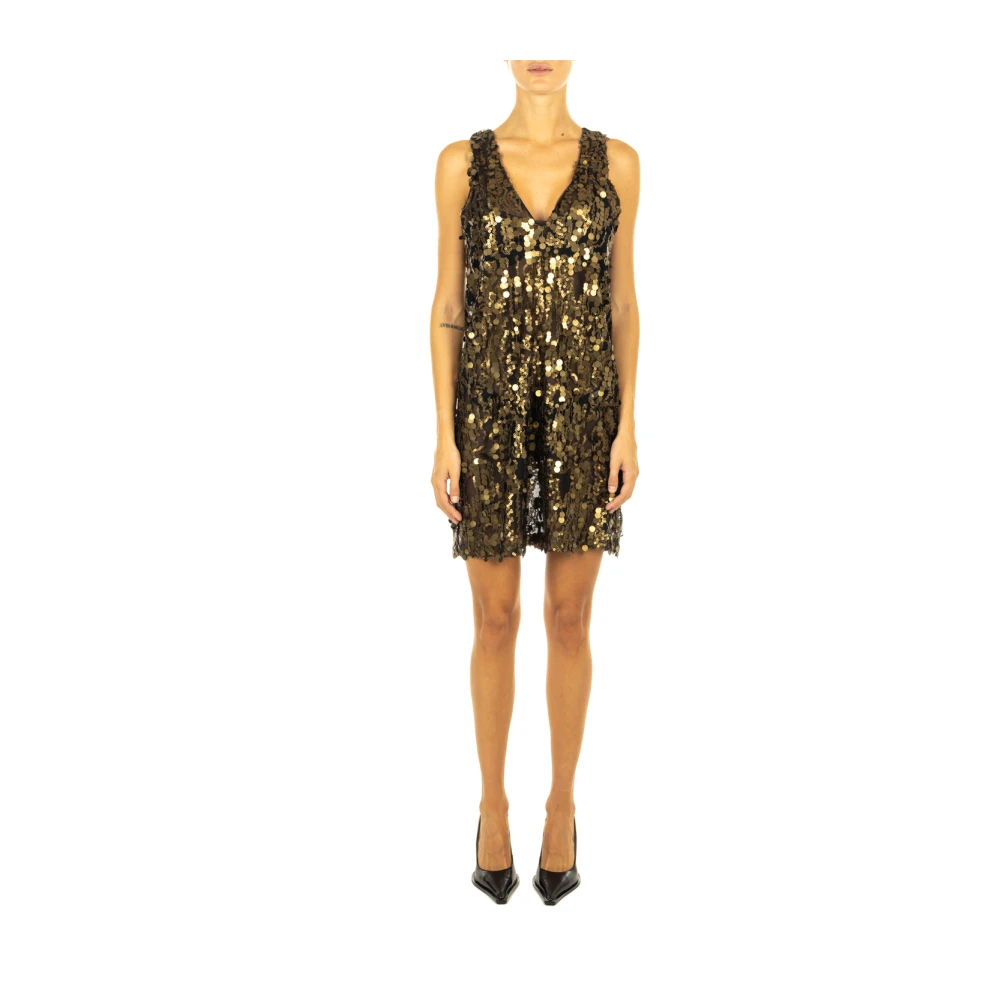Alpha Studio Bruine V-hals Mini Jurk Brown Dames