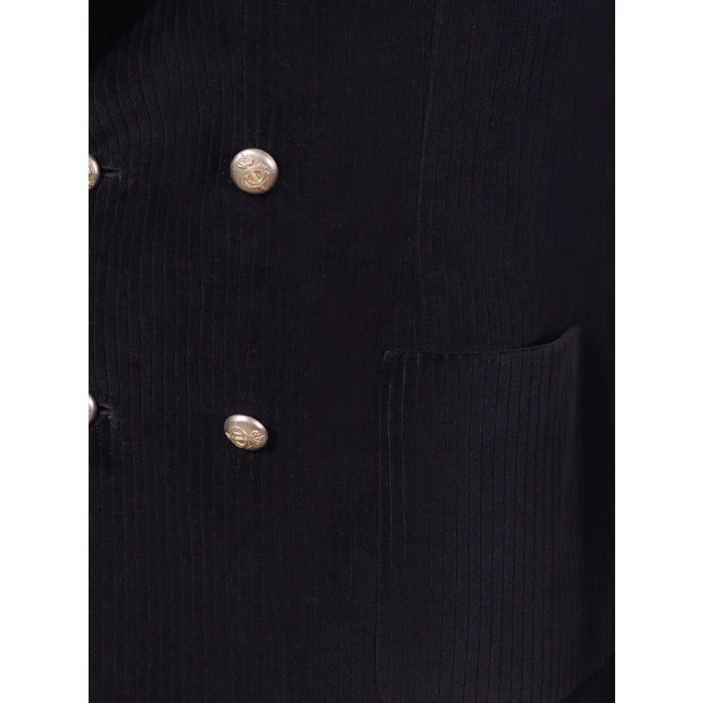 Circolo 1901 Zwarte Peak Revers Jas Italiaans Gemaakt Black Heren