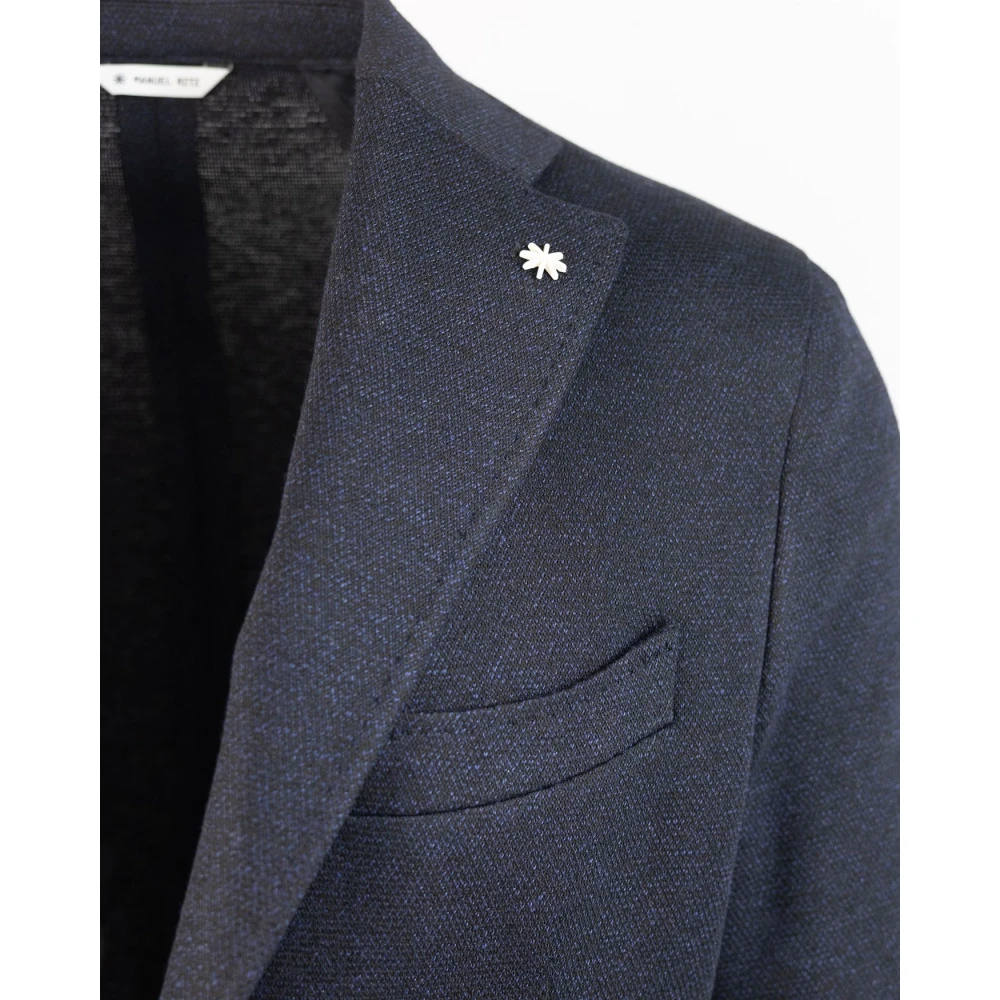 Manuel Ritz Blauwe klassieke jas met revers Blue Heren