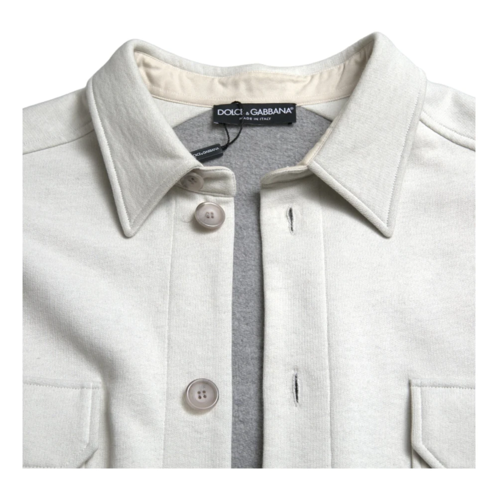 Dolce & Gabbana Elegante katoenen jas met bloemenrug Gray Heren