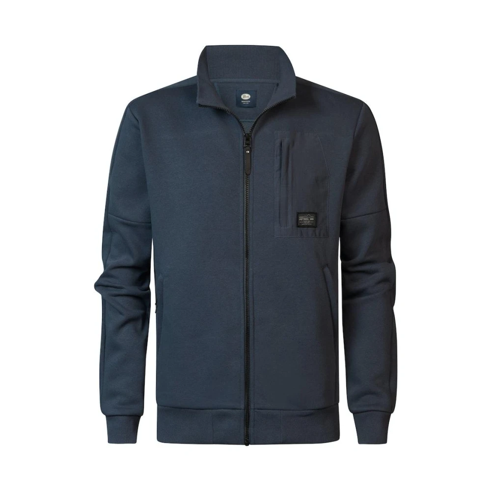 Petrol Midnight Blue Zip Sweater Men Blue Heren