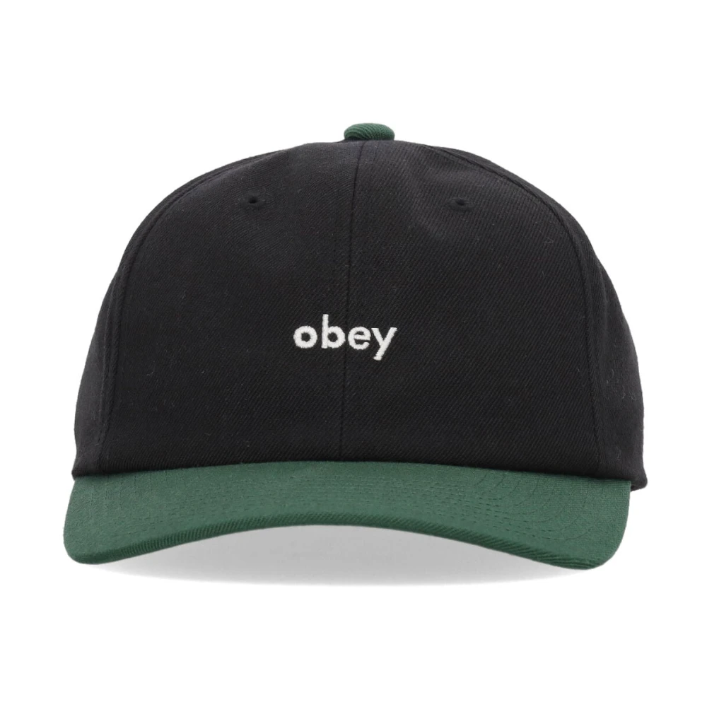 Obey Gebogen klep 6panel klassieke hoed zwart Black Heren