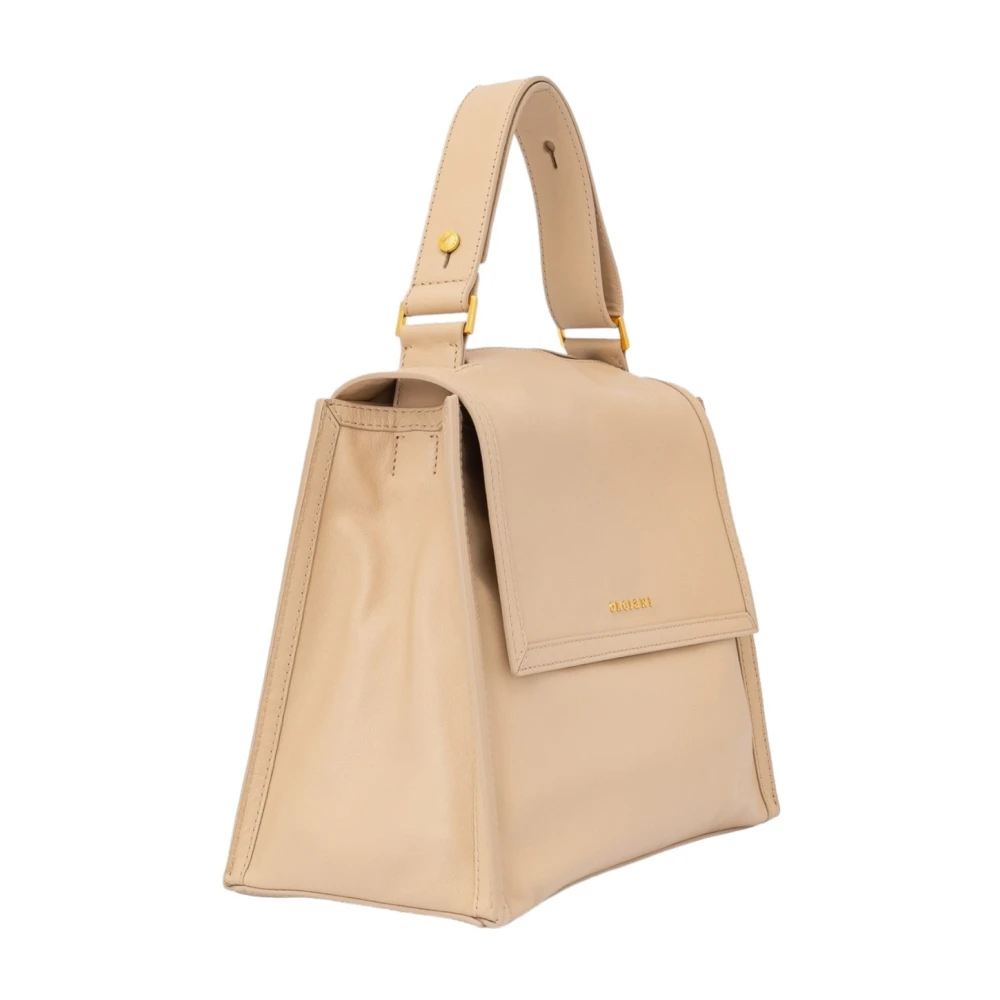 Orciani Beige Leren Dames Tas met Stiksels Beige Dames
