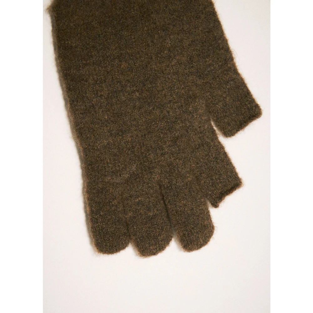 Rick Owens Wollen Blend Gebreide Lange Handschoenen Brown Dames